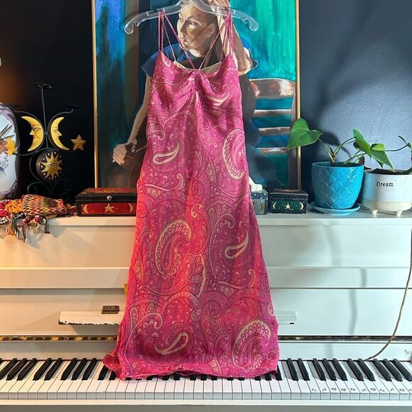 Jacob Dresses & Skirts - Jacob Pink Y2K Paisley Midi Dress 9/10